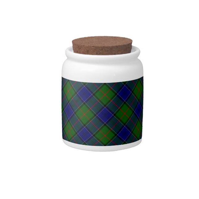 Colquhoun tartan blue green plaid candy jar (Front)