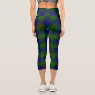 Colquhoun tartan blue green plaid capri leggings