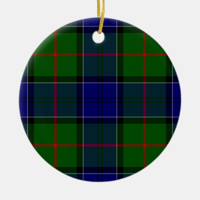 Colquhoun tartan blue green plaid ceramic ornament (Front)