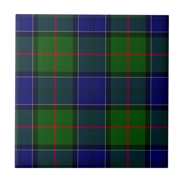 Colquhoun tartan blue green plaid ceramic tile (Front)