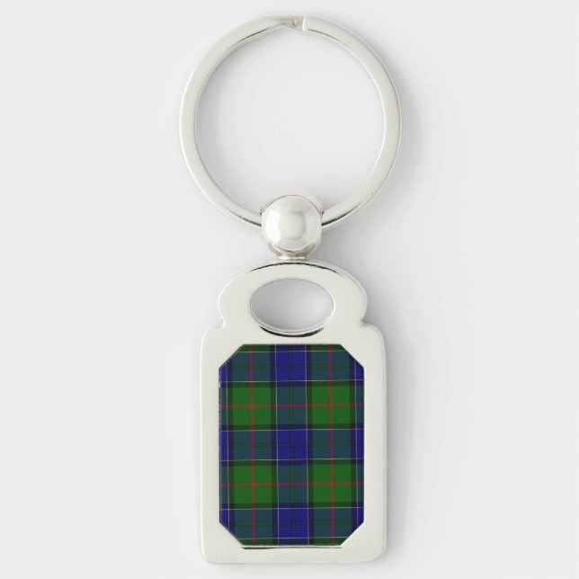 Colquhoun tartan blue green plaid keychain (Front)