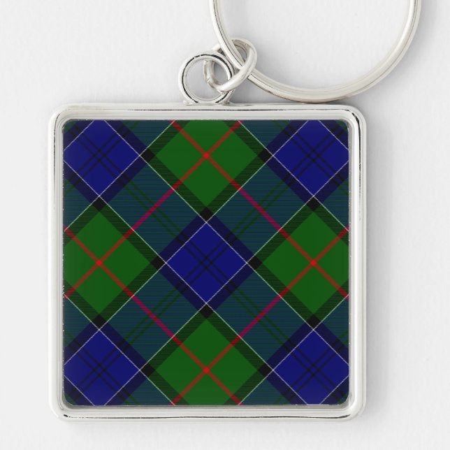 Colquhoun tartan blue green plaid keychain (Front)