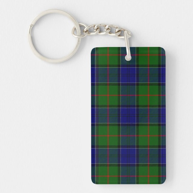Colquhoun tartan blue green plaid keychain (Front)