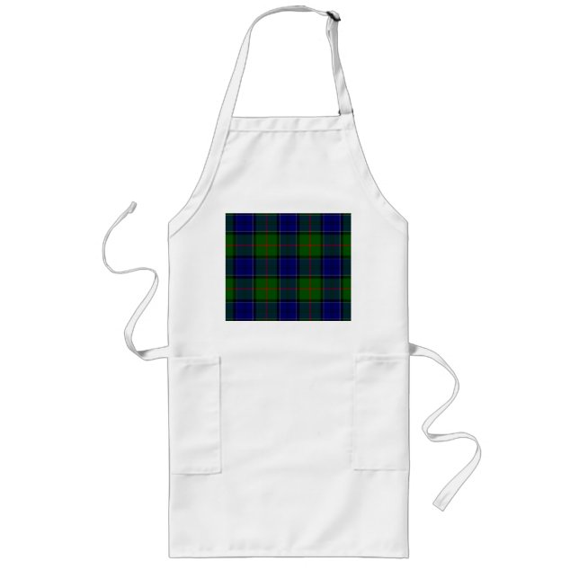 Colquhoun tartan blue green plaid long apron (Front)