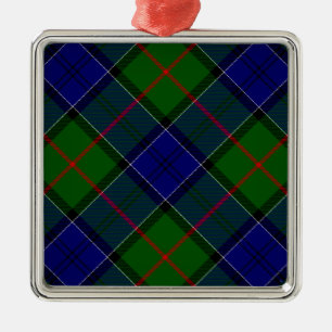 Colquhoun tartan blue green plaid metal ornament