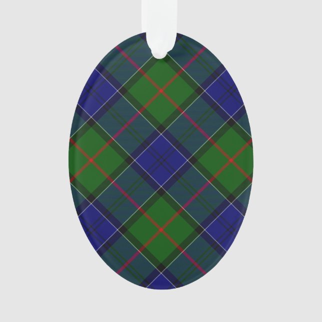 Colquhoun tartan blue green plaid ornament (Front)