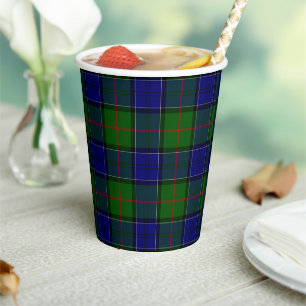 Colquhoun tartan blue green plaid paper cups
