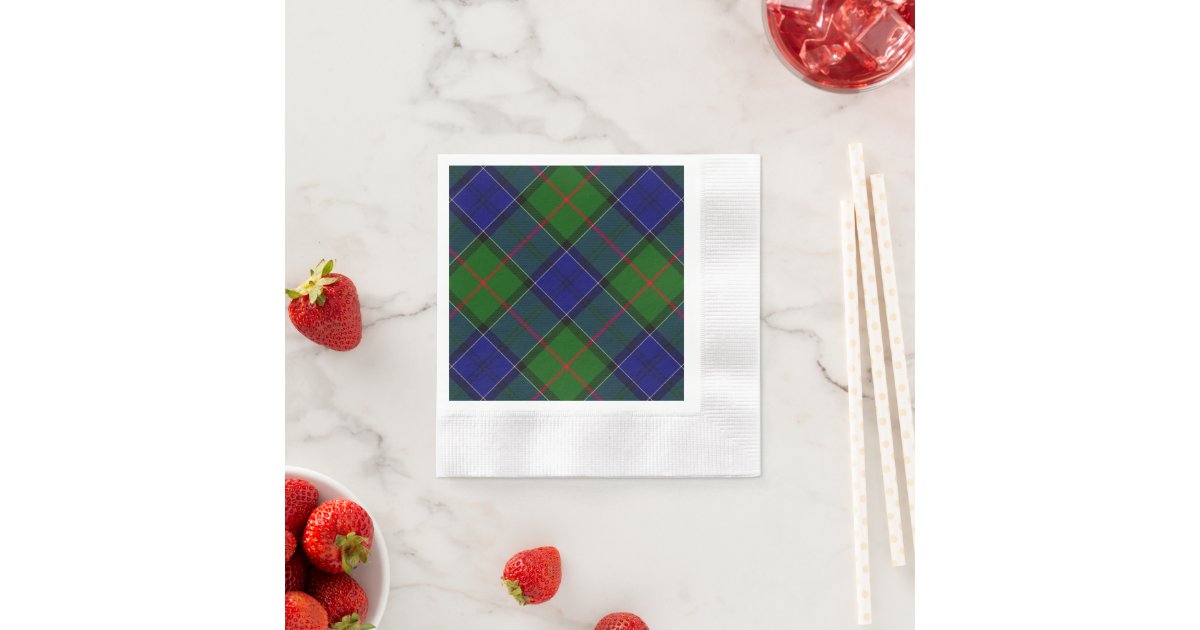 Colquhoun tartan blue green plaid paper napkins Zazzle