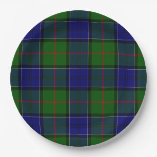 Colquhoun tartan blue green plaid paper plates