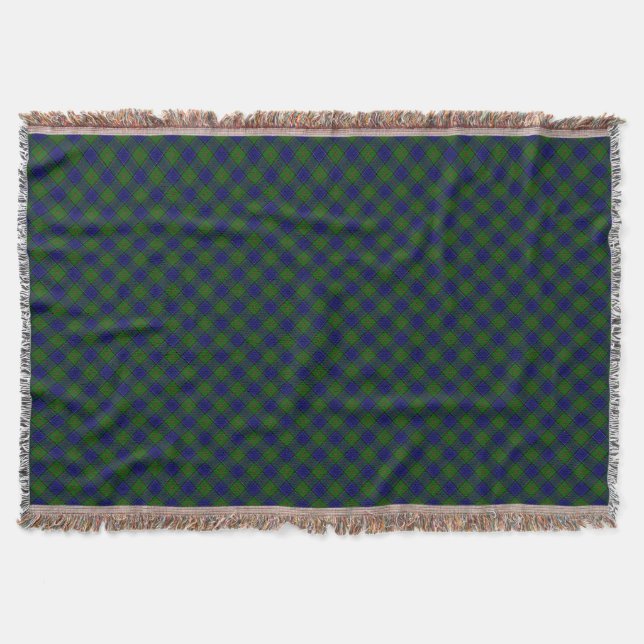 Colquhoun tartan blue green plaid throw blanket (Front)