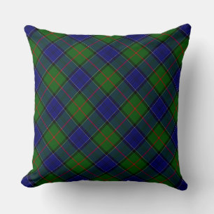 Colquhoun tartan blue green plaid throw pillow