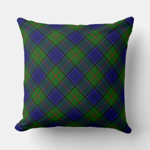 Colquhoun tartan blue green plaid throw pillow