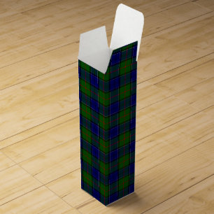 Colquhoun tartan blue green plaid wine box