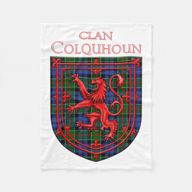 Colquhoun Tartan Scottish Plaid Lion Rampant Fleece Blanket (Front)