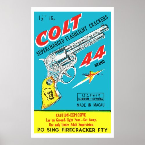 Colt 44 Vintage Chinese Firecracker Poster