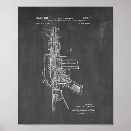 Colt AR_15 Semi_Automatic Rifle Patent _ Chalkboar Poster