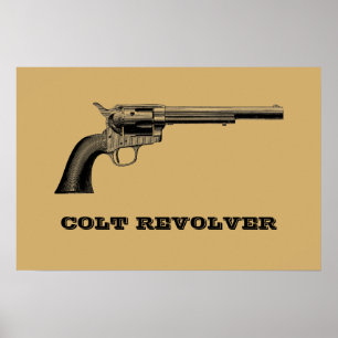Colt Revolver Gun Illustration Template Poster