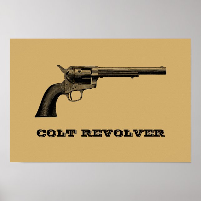 Colt Revolver Gun Illustration Template Poster (Front)