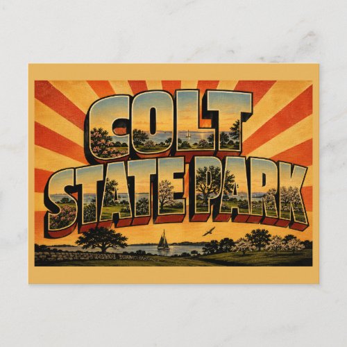Colt State Park RI Bay Lawns Orchards Art Postcard