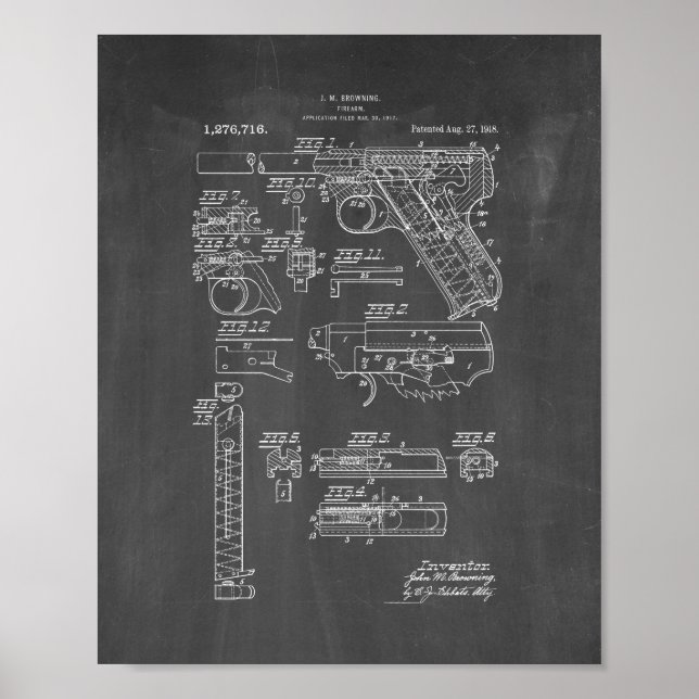 Colt Woodsman Firearm Patent - Chalkboard Poster (Front)