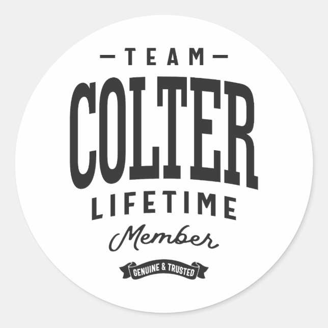 Colter Lifetime Member Personalized Name Colter Classic Round Sticker (Front)
