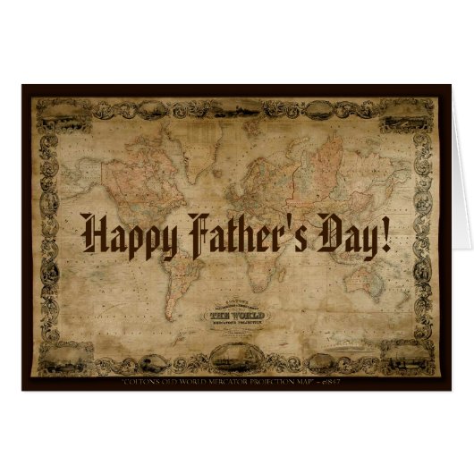 Colton's 1847 Antique Map Father's Day Card (Front Horizontal)