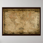 COLTONS Old World Map (c 1847) Art Poster