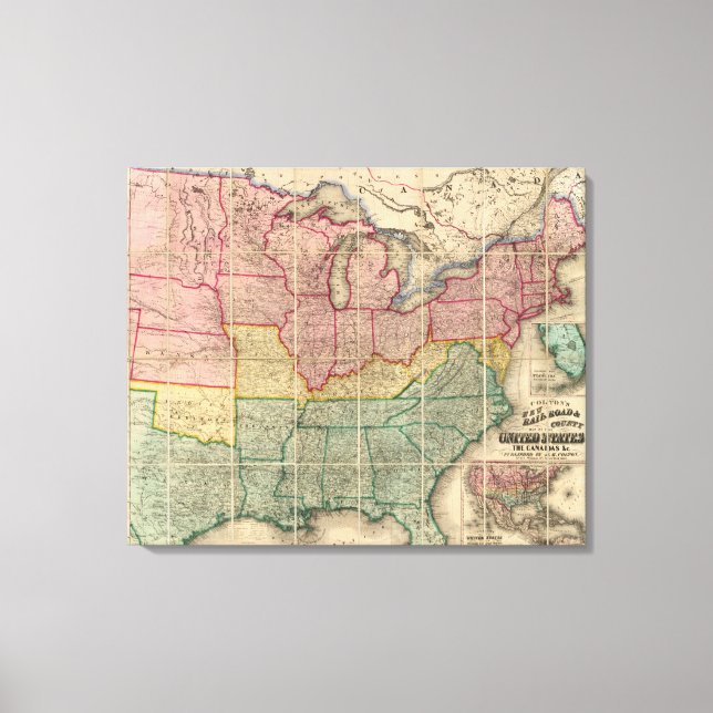 Colton's Railroadand County Map, United States Canvas Print (Front)