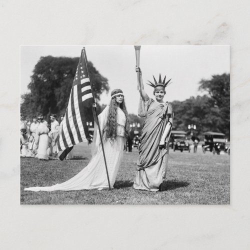 Columbia and Lady Liberty 1919 Postcard