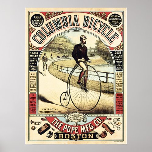 COLUMBIA BICYCLE American Vintage Cycle Poster