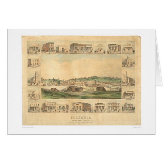 Columbia, CA. Panoramic Map 1855 (0441A) Cards (Front Horizontal)