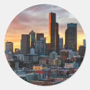Columbia center and downtown Seattle, Seattle Classic Round Sticker