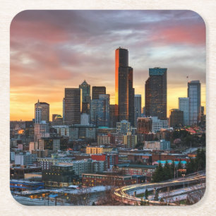 Columbia center and downtown Seattle, Seattle Square Paper Coaster