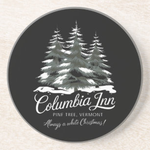Columbia Inn Pine Tree Vermont A White Christmas Coaster