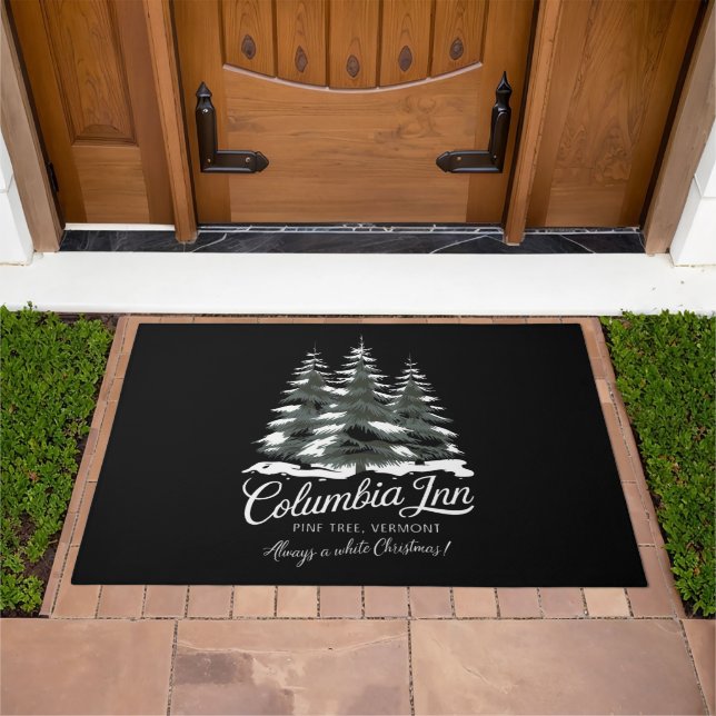 Columbia Inn Pine Tree Vermont A White Christmas Doormat (Outdoor)