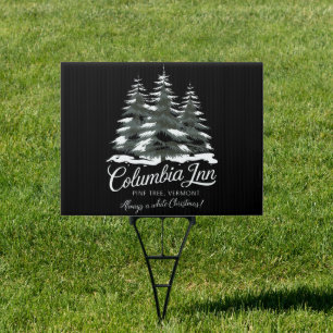 Columbia Inn Pine Tree Vermont A White Christmas Sign