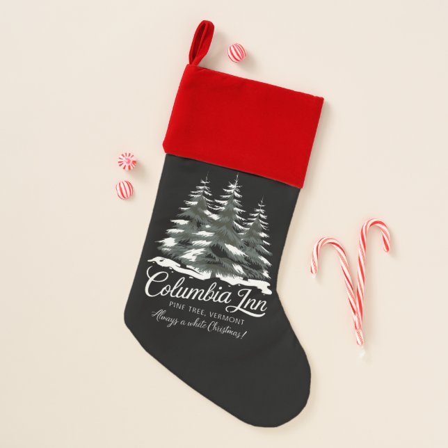 Columbia Inn Pine Tree Vermont A White Christmas Stocking (Front)