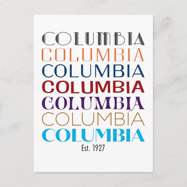 Columbia Logo, Decades Holiday Postcard (Front)