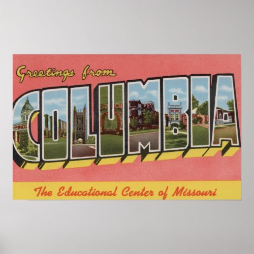 Columbia Missouri _ Large Letter Scenes Poster