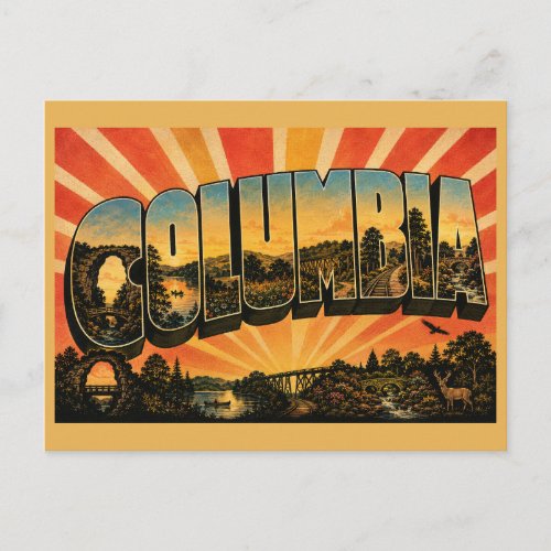 Columbia Missouri Natural Bridge Lake Park Art Postcard