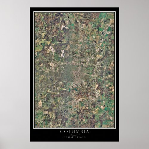 Columbia Missouri Satellite Poster Map