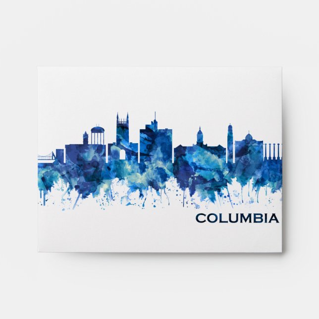 Columbia Missouri Skyline Blue Envelope (Front)