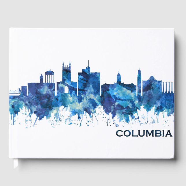 Columbia Missouri Skyline Blue Guest Book (Front)