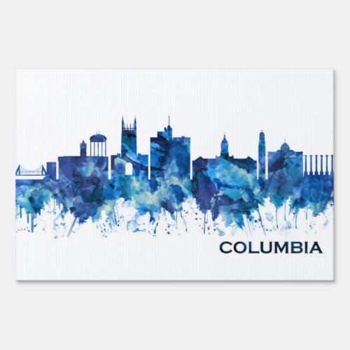 Columbia Missouri Skyline Blue Sign