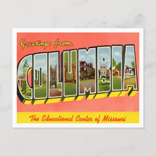 Columbia Missouri Vintage Big Letters Postcard