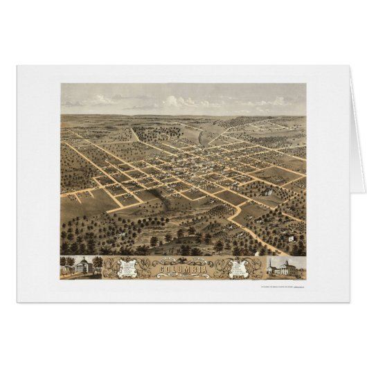 Columbia, MO Panoramic Map - 1869 Cards (Front Horizontal)