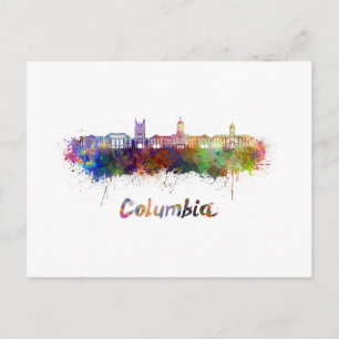 Columbia MO skyline in watercolor Postcard