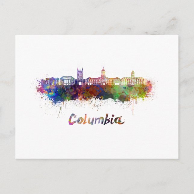 Columbia MO skyline in watercolor Postcard (Front)