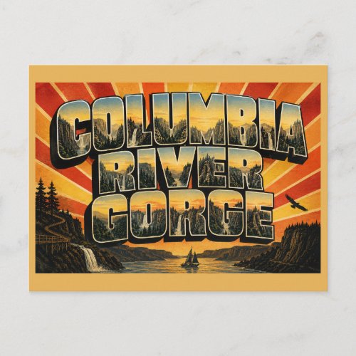 Columbia River Gorge OR Basalt Waterfalls Forest Postcard
