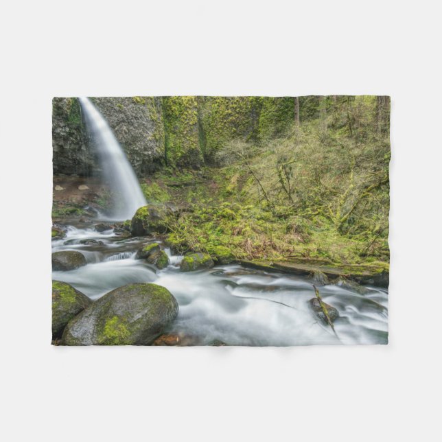 Columbia River Gorge, Ponytail Falls Fleece Blanket (Front (Horizontal))